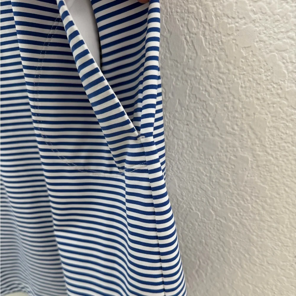 Tommy Bahama IslandZone Aubrey Cassia Navy Blue and White Striped Dress, Large - Picture 5 of 13